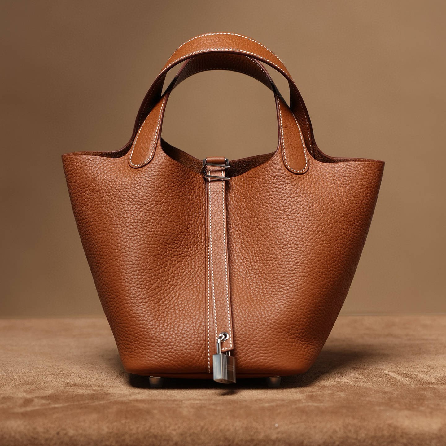 Hermès Picotin Lock 18｜金棕色TC皮｜銀扣