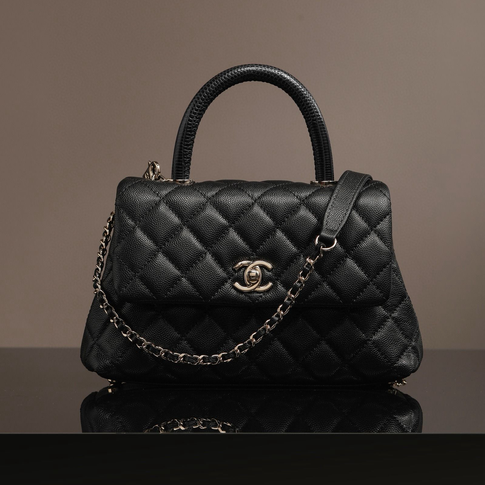 Chanel Coco Handle 黑色手柄 荔枝紋