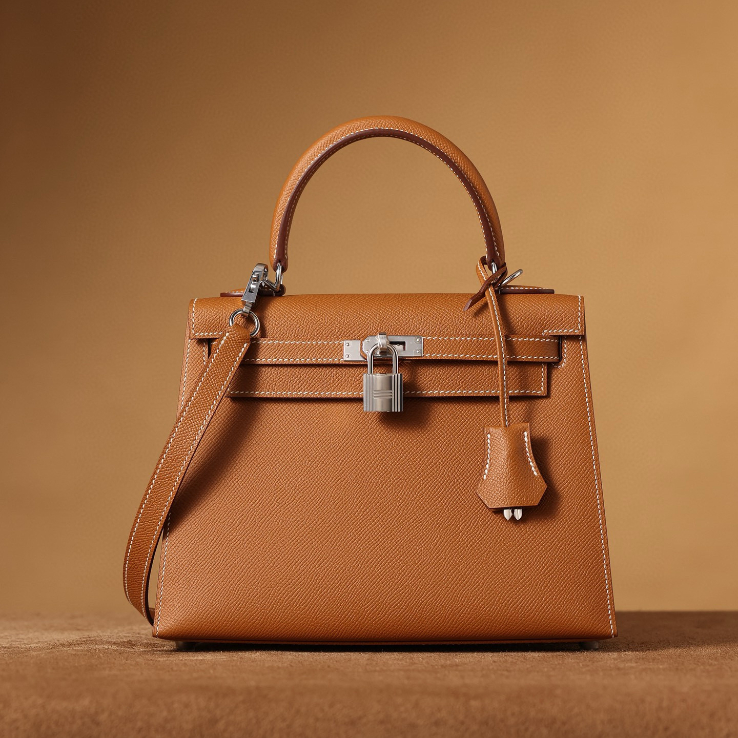 Hermès Kelly 25｜棕色Epsom｜銀扣