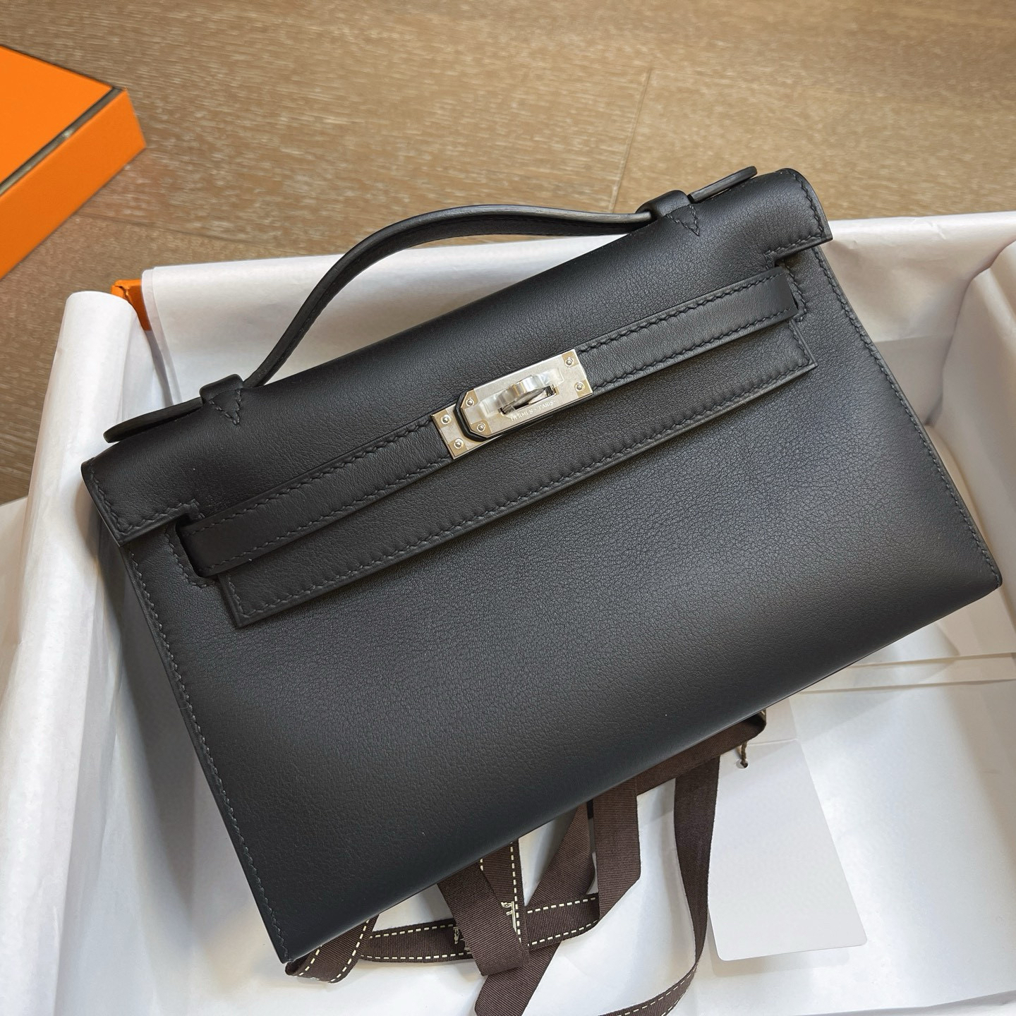 Hermès Kelly Mini一代｜黑色Swift皮｜銀扣