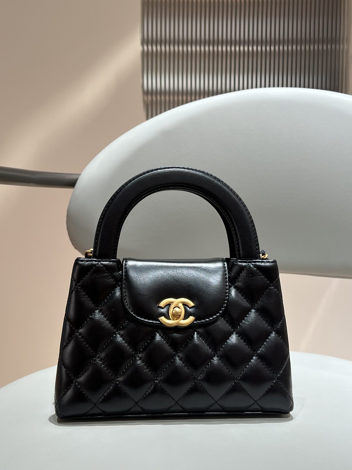 Chanel 25A 迷你Kelly購物袋 黑色復古金