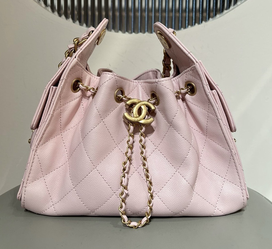 Chanel 25迷你手袋 櫻花粉魚子醬