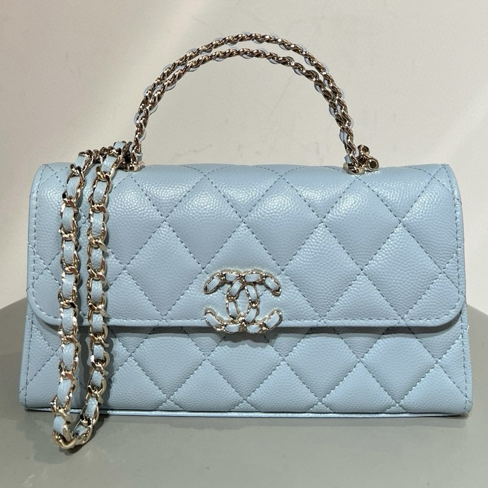 Chanel 25S 金屬手柄 KellyBag 雾霾藍