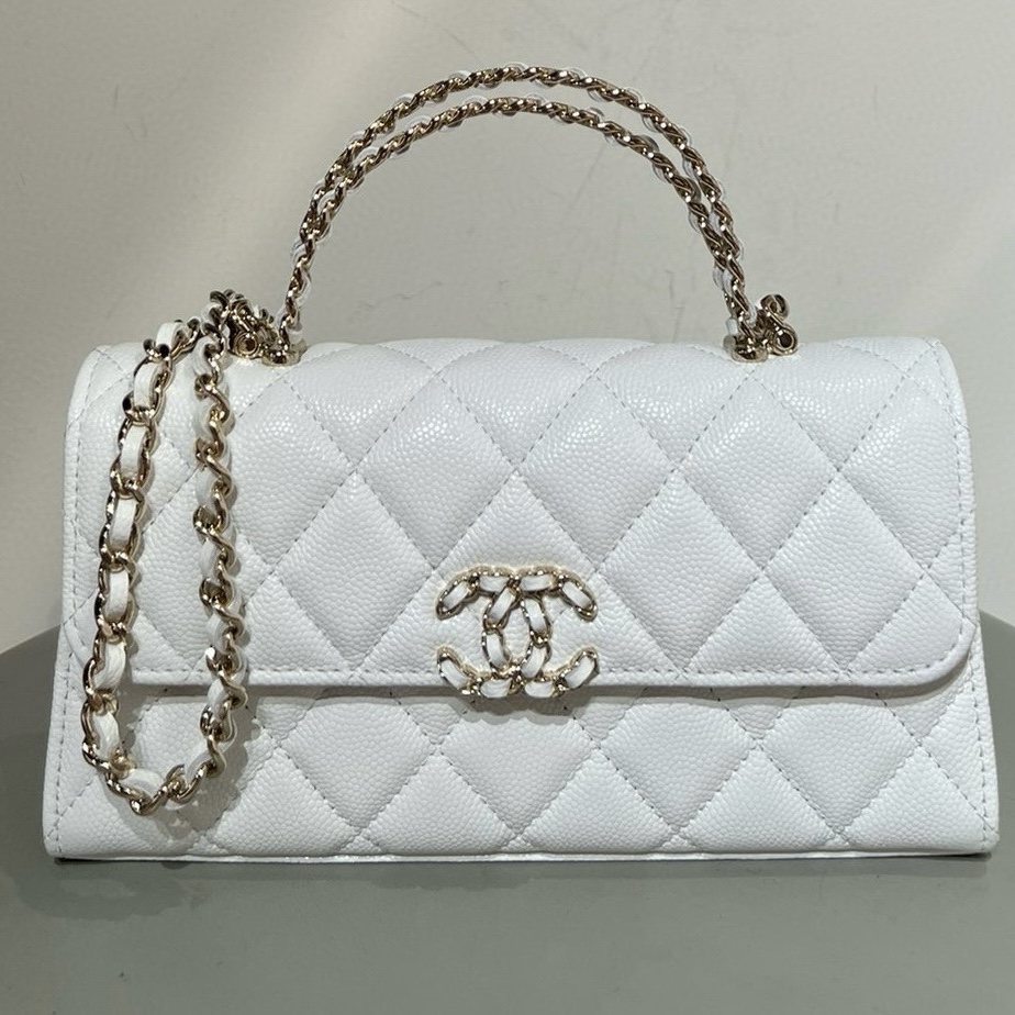 Chanel 25S 金屬手柄 Kelly Bag 白色