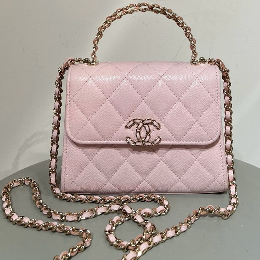 Chanel 25S 金屬手柄 Kelly Bag 豎版粉色