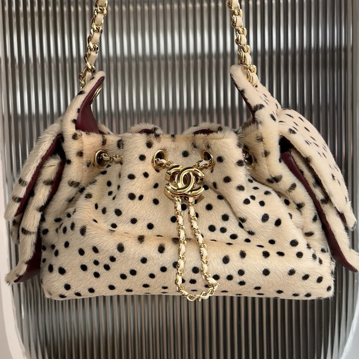 Chanel 26A Cheetah Print Pony Hair Mini 25 Bag Gold Hardware